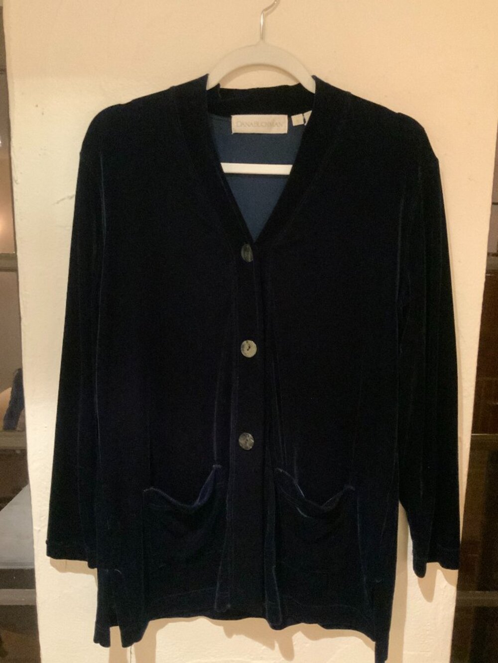 Dana Buchman Black Velvet Button Front Cardigan Size Small